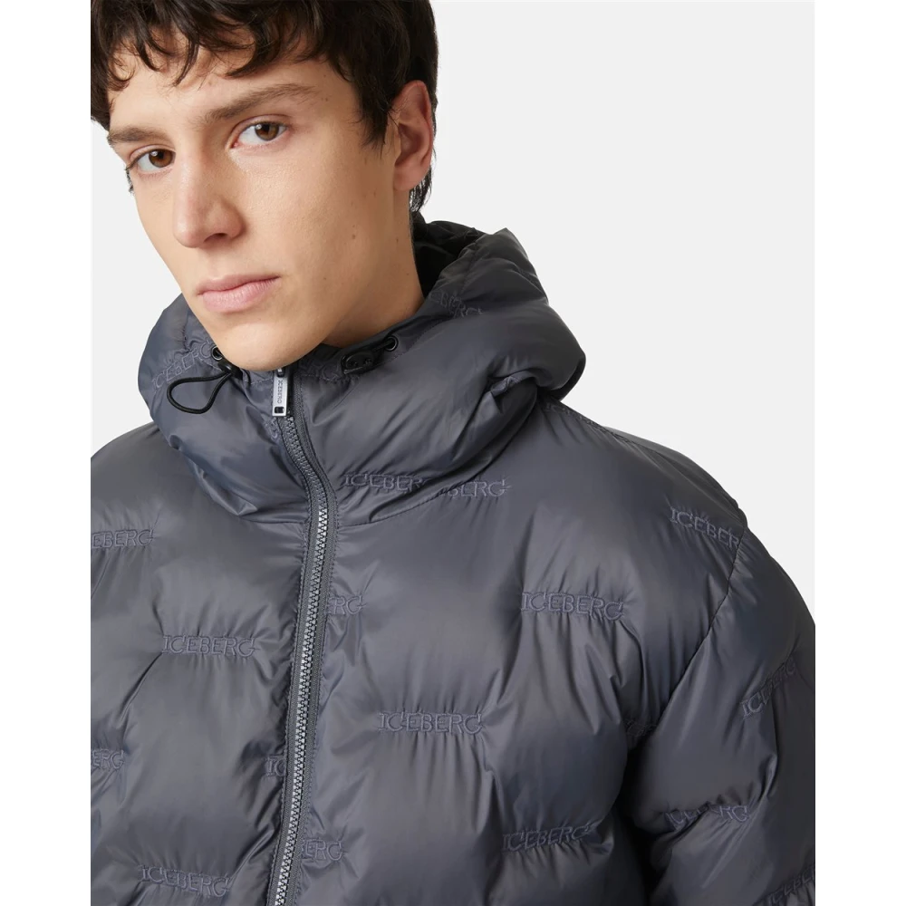 Iceberg Nylon jack met allover logo Gray Heren