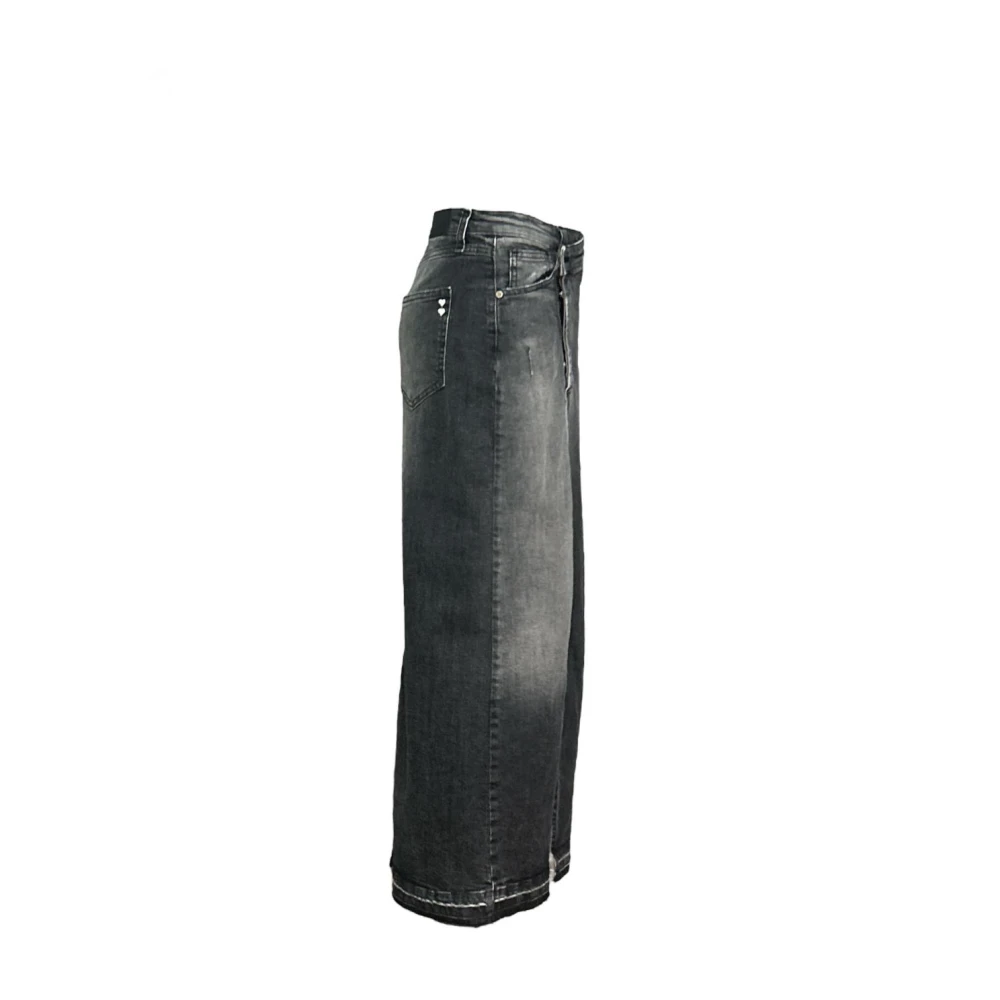 Please Hoge taille denim rok met voor split Black Dames