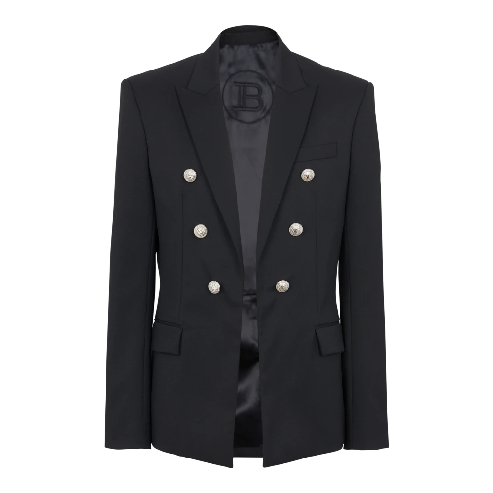 Balmain Wollen 6-knoops jas Black Heren
