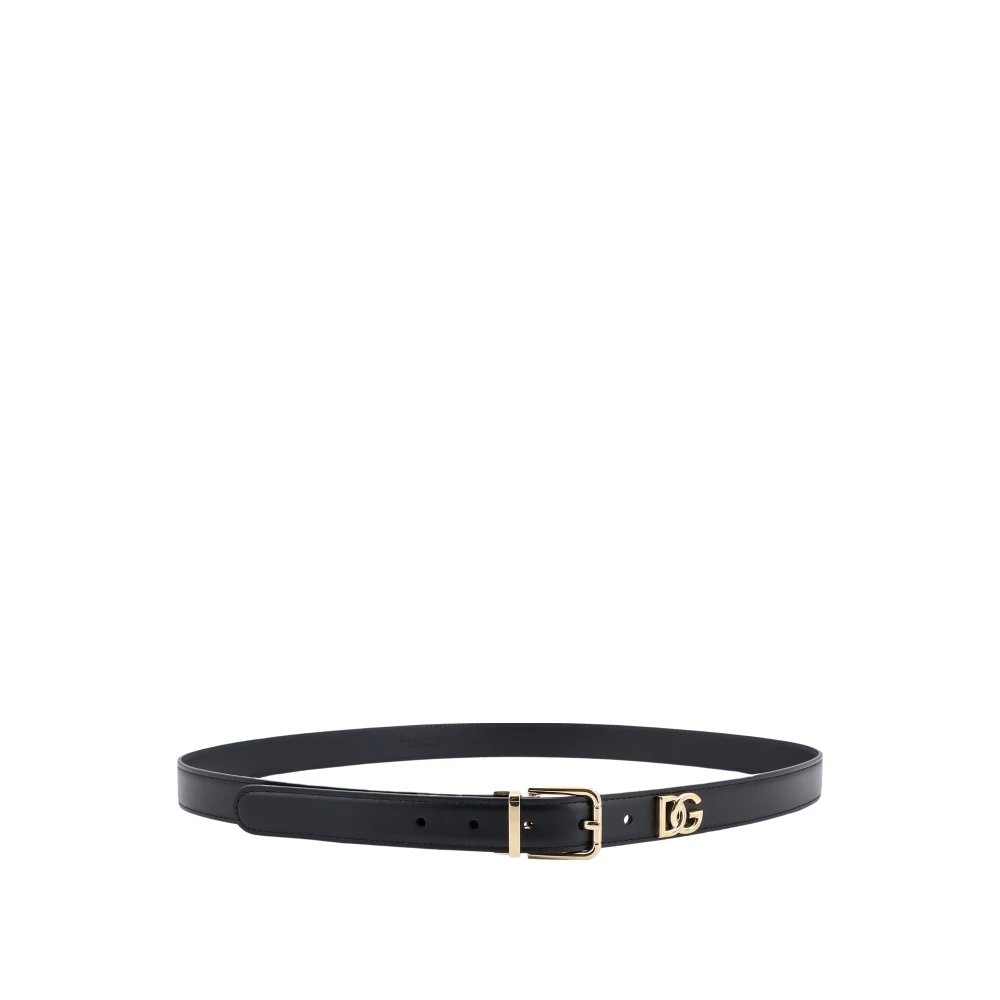 Dolce & Gabbana Zwarte leren riem met metalen gesp Black Dames