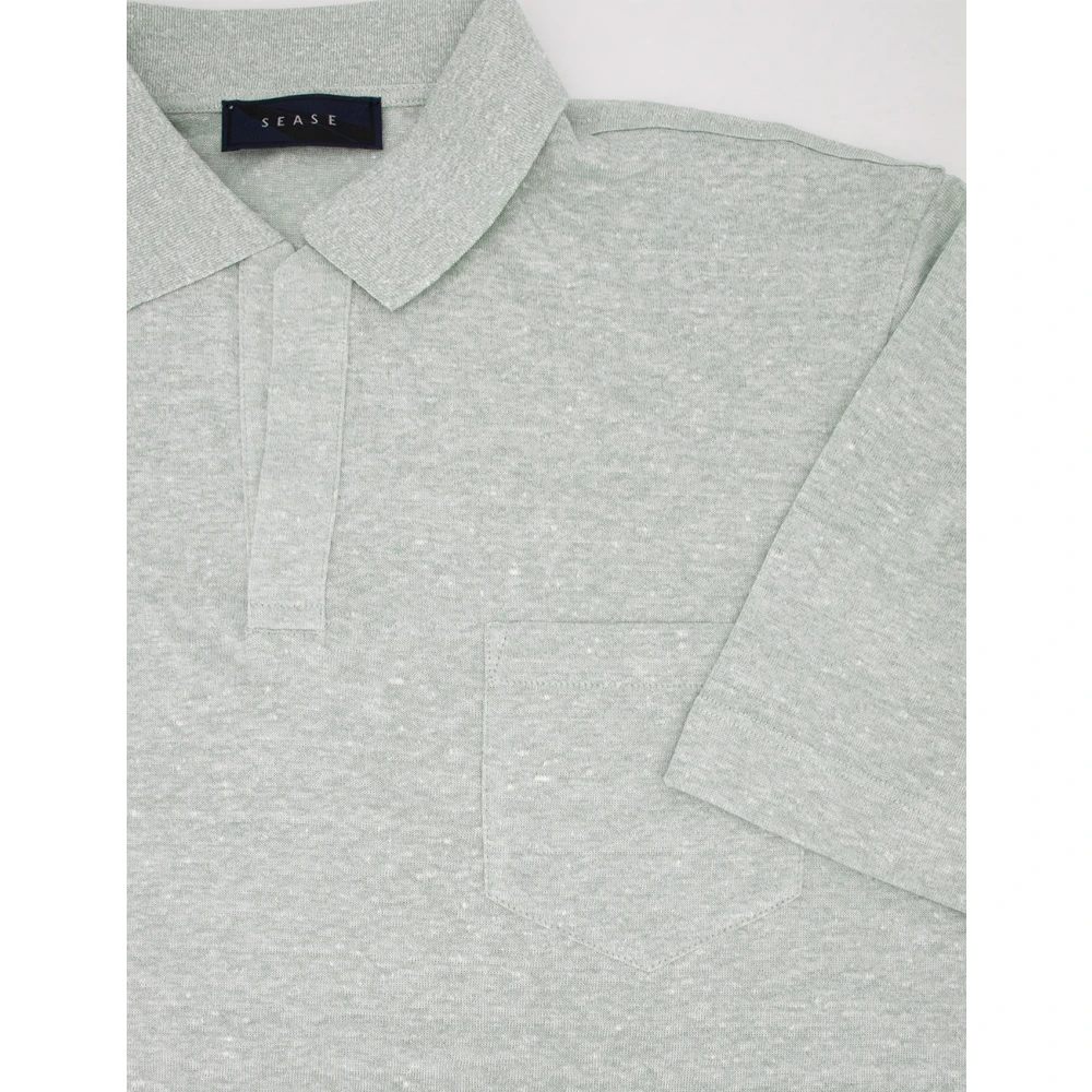 Sease Linnen Katoen Polo Shirt met Zak Blue Heren