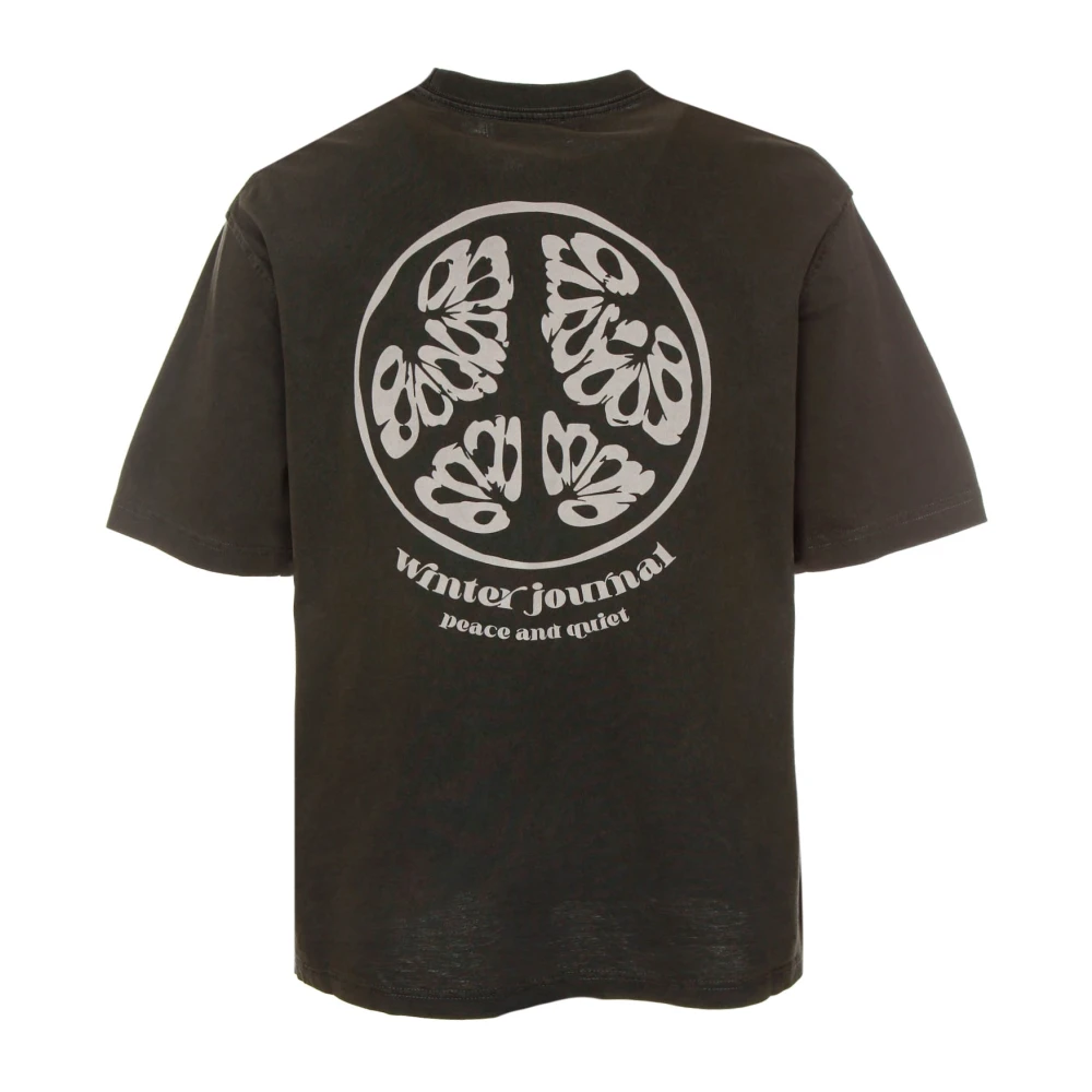 Samsøe Geribbelde T-shirt met Kleine en Grote Print Brown Heren