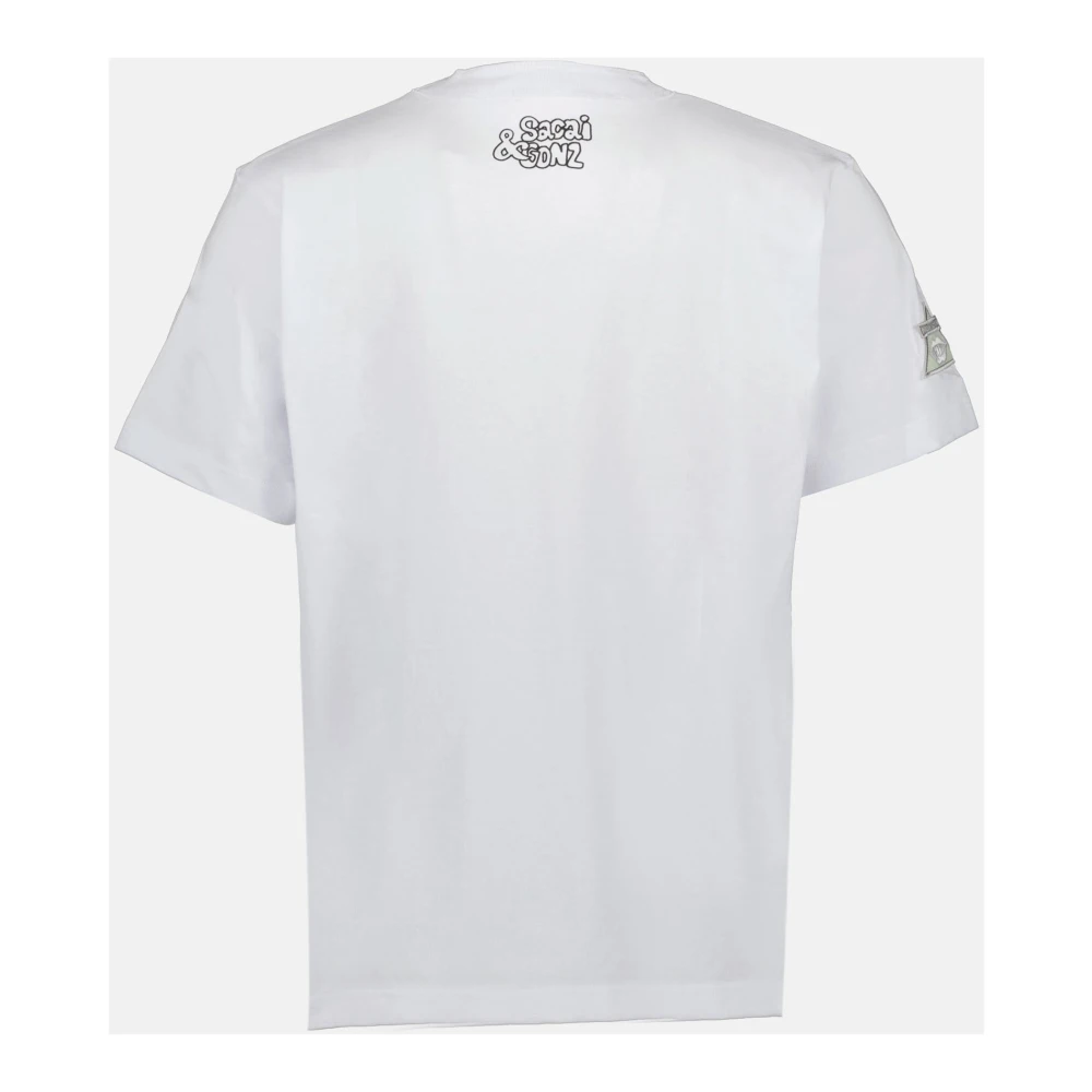 Sacai Logo T-shirt Groen Korte Mouw White Heren