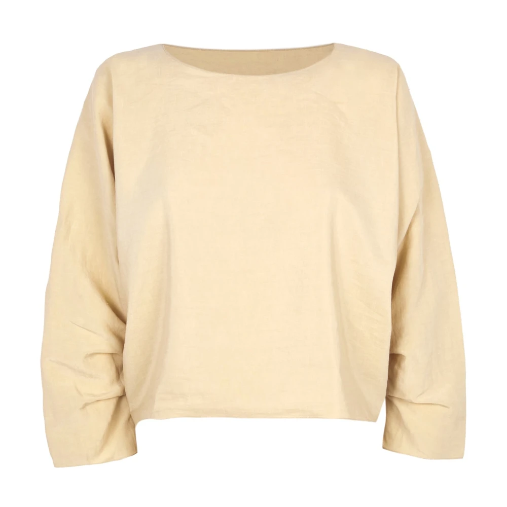 Cortana Beige Linnen Zijden Losse Top Beige Dames