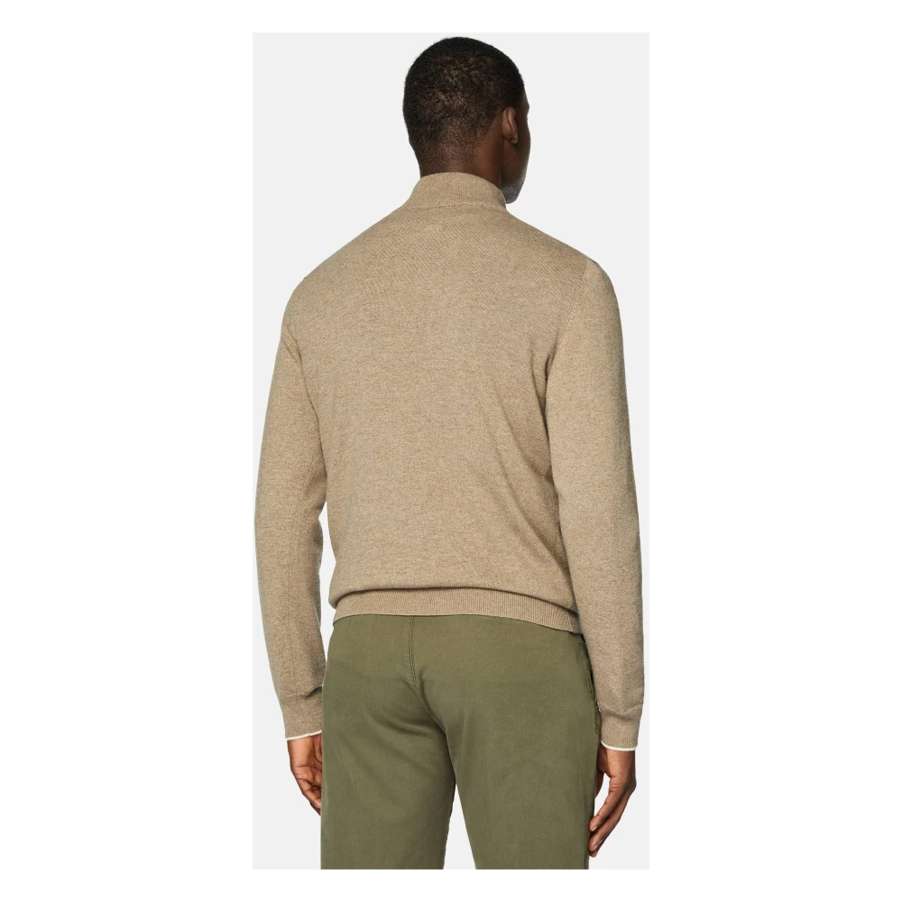 Boggi Milano Cashmere Blend Half Zip Jumper Beige Heren