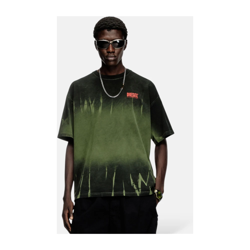 Diesel Biologisch Katoen Tie-Dye T-shirt Green Heren