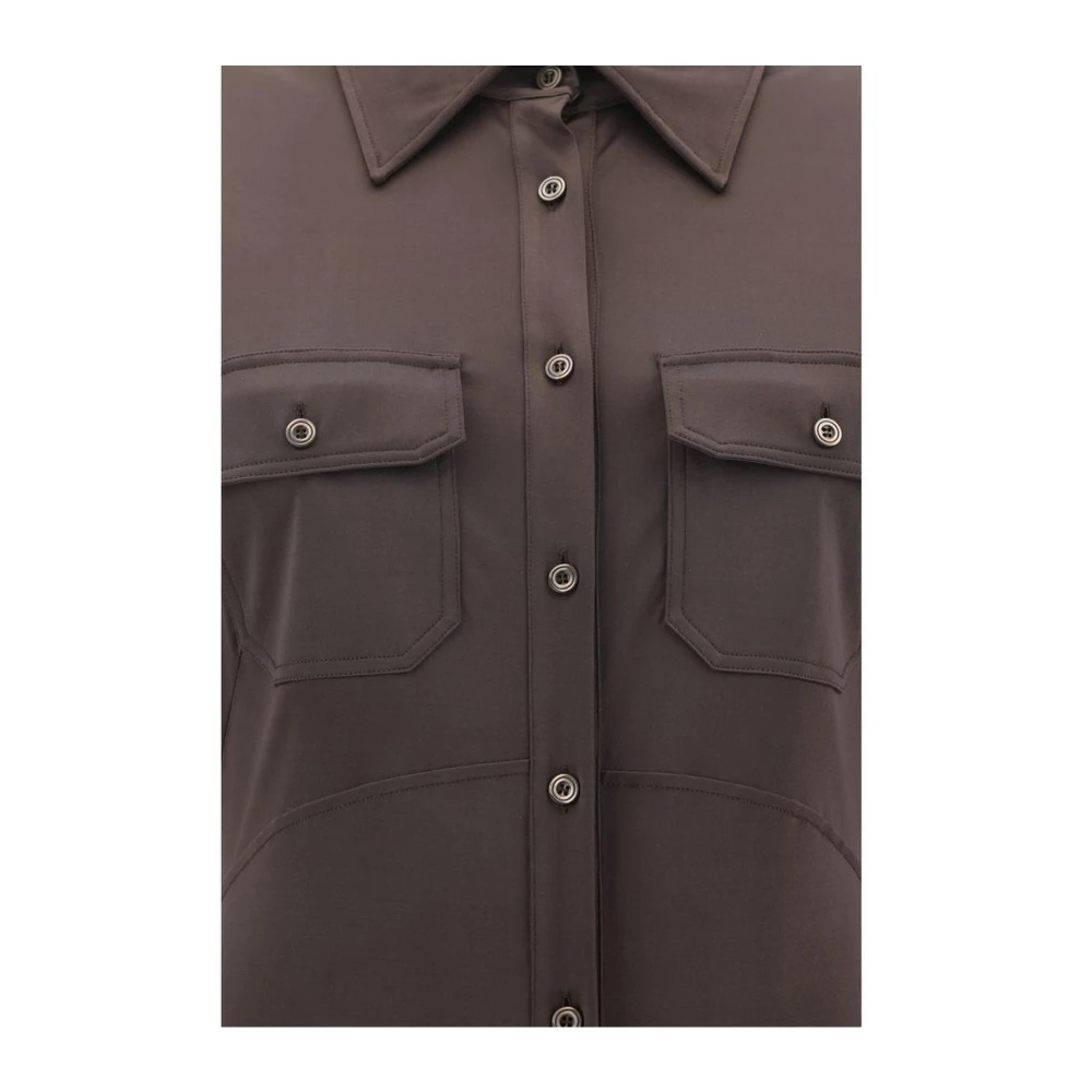 Tom Ford Klassieke Kraag Knoopsluiting Jurk Brown Dames