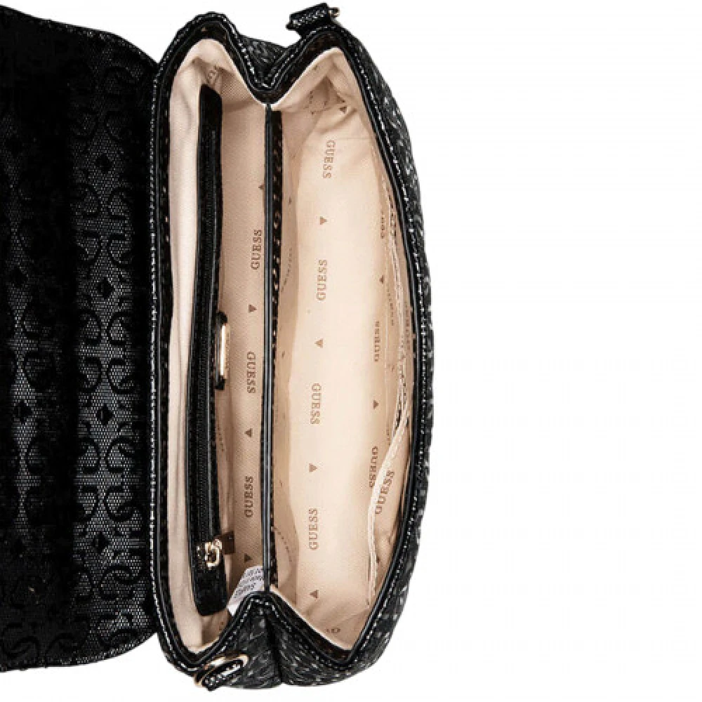 Guess Zwarte Flap Tas met Logo Print Black Dames