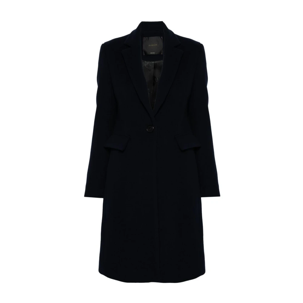 Pinko Blauwe Wollen Jas Aw24 Elegante Stijl Blue Dames