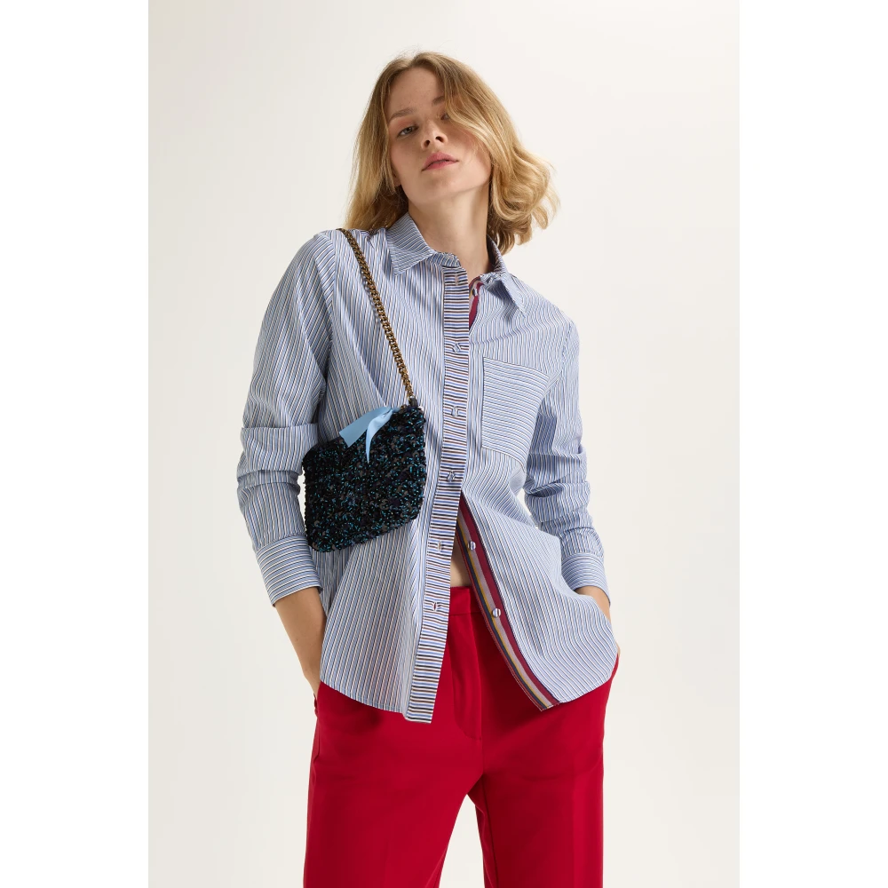 Maliparmi Gestreept Patch Shirt Multicolor Dames