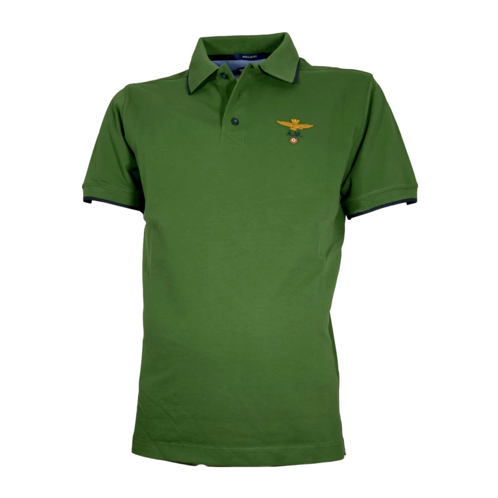 Aeronautica militare Korte Mouw Katoenen Polo Groen Green Heren