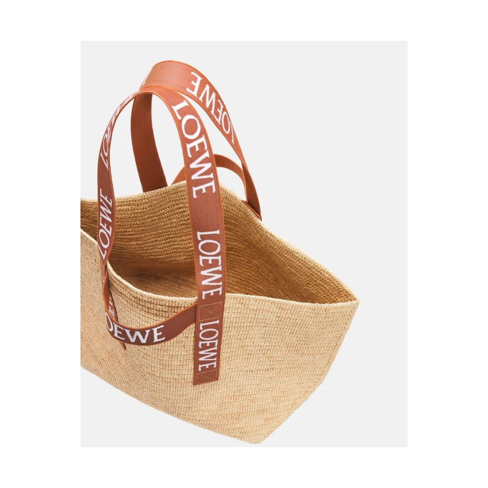 Loewe Fold Shopper Raffia Tas Beige Dames