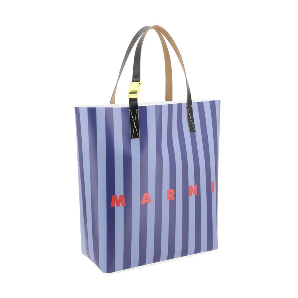 Marni Iconische gestreepte schoudertas met geometrisch ontwerp Blue Heren