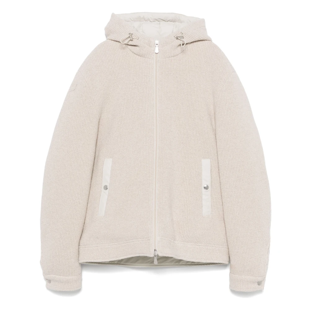 Eleventy Wollen kasjmier pufferjas met capuchon Beige Heren