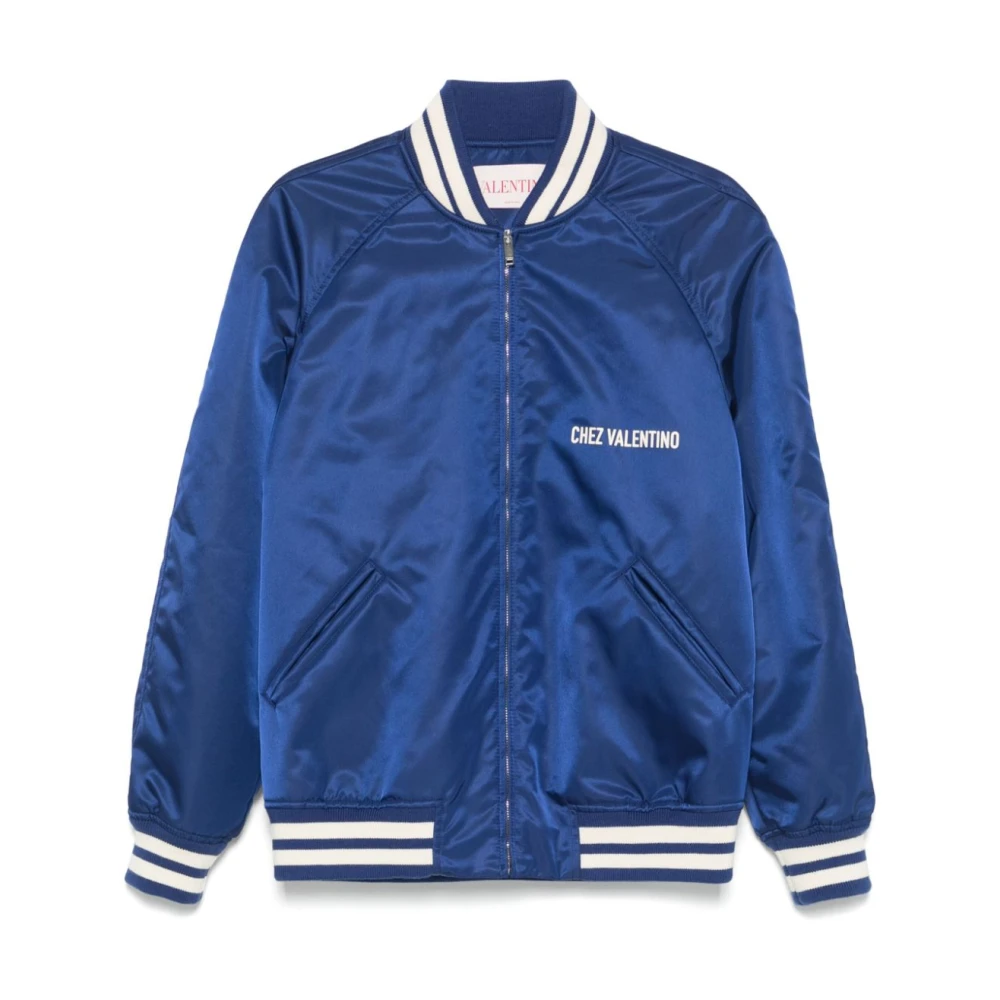 Valentino Blauwe Jas met Rits en Lange Mouwen Blue Heren