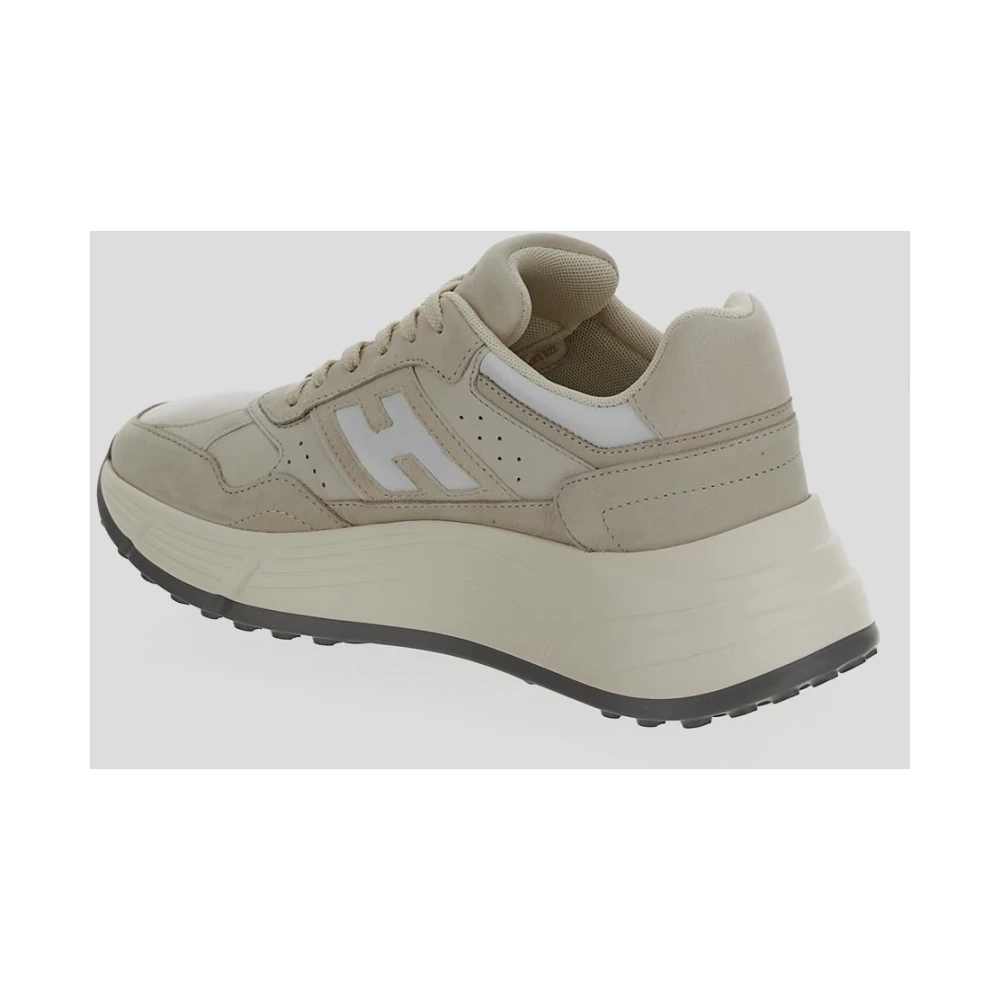 Hogan Leren Vetersneaker Beige Dames