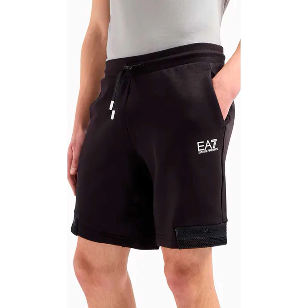 Emporio Armani EA7 Shorts met Logodetail Zwart Black Heren