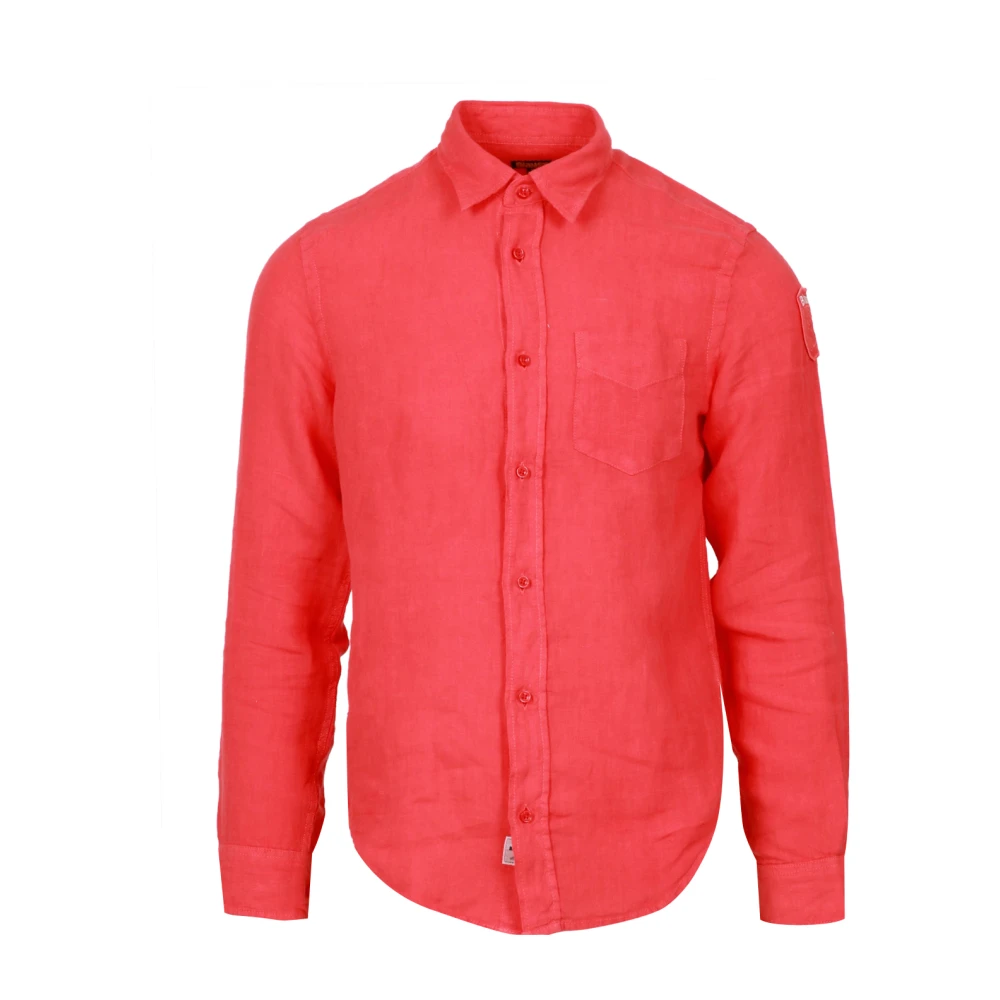 Blauer Uomo Rosso - Camicia A Maniche Lunghe In Lino Corallo - Shirts - M