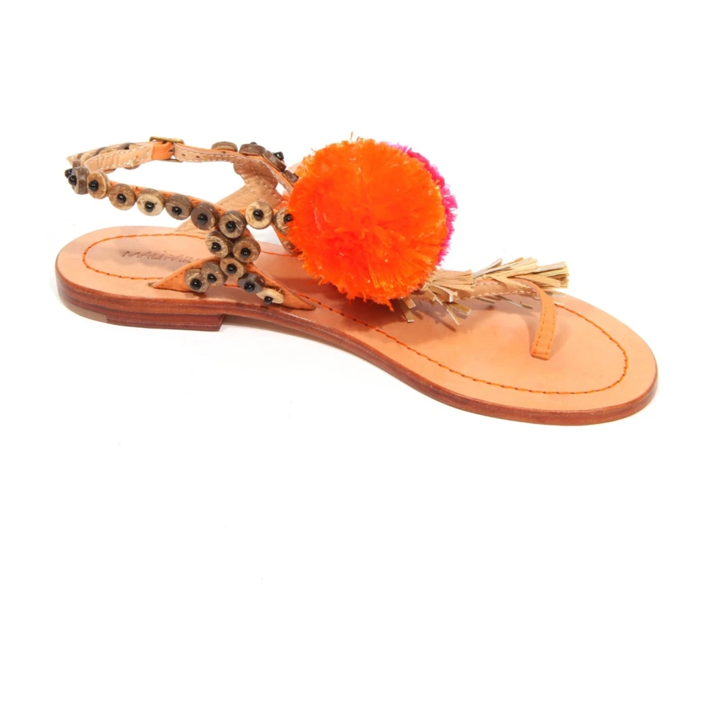 Maliparmi Women's Multicolor Flat Sandals, 4 Uk, Rafia Croc Sandal