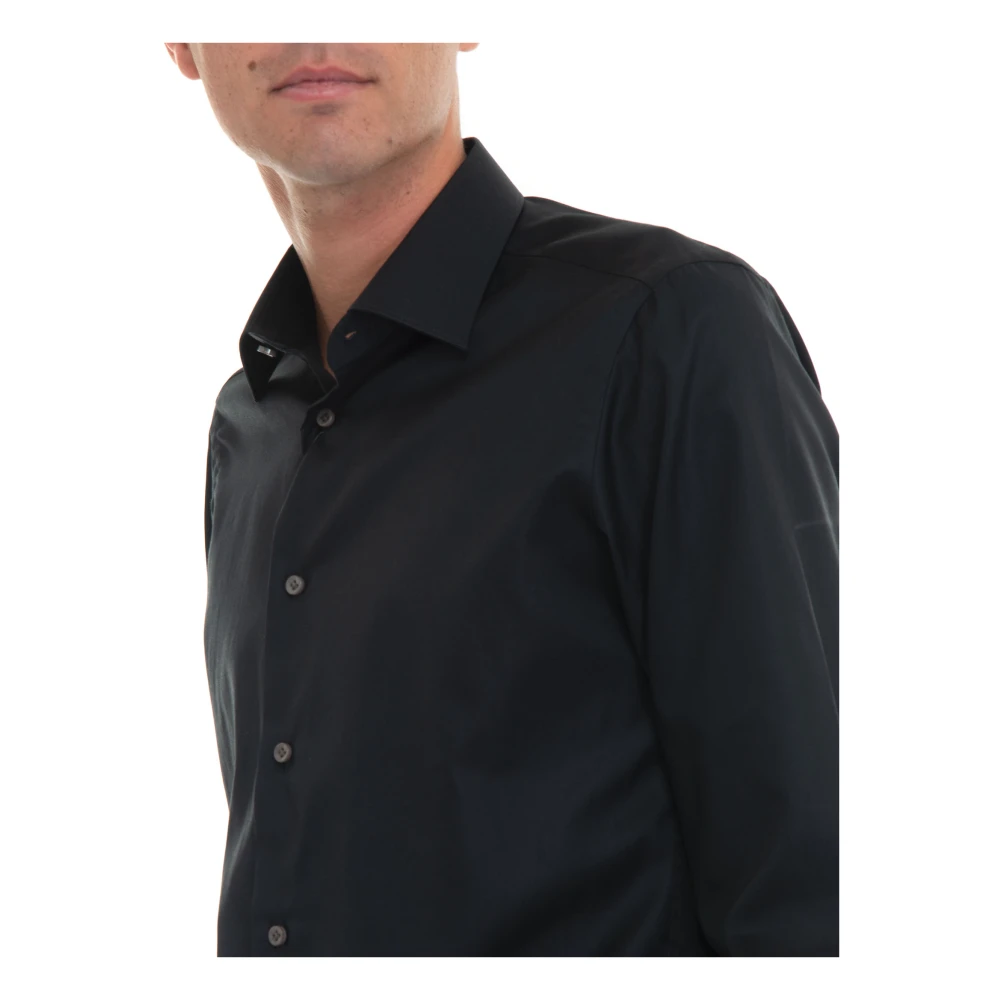 Càrrel Effen Overhemd Slim Fit Black Heren