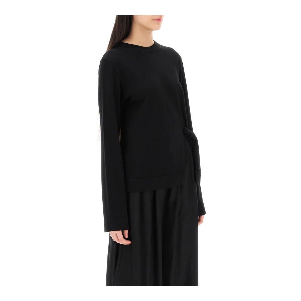 Jil Sander Damski Czarny Bluzy, Kobieta,, Wełniany Sweter Z Wyciętym Tyłem Mały