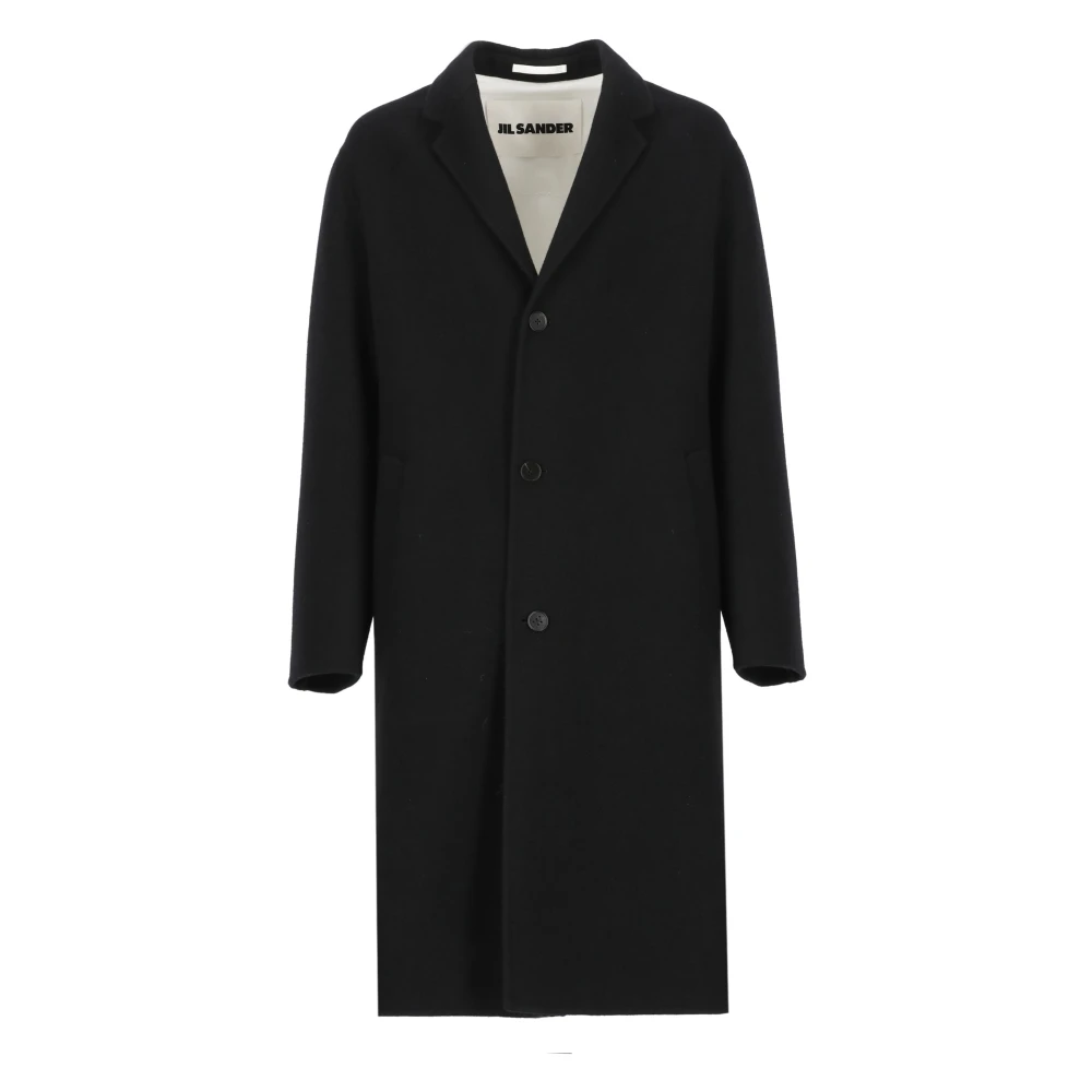 Jil Sander Zwarte Wol Dubbele Breasted Jas Black Heren