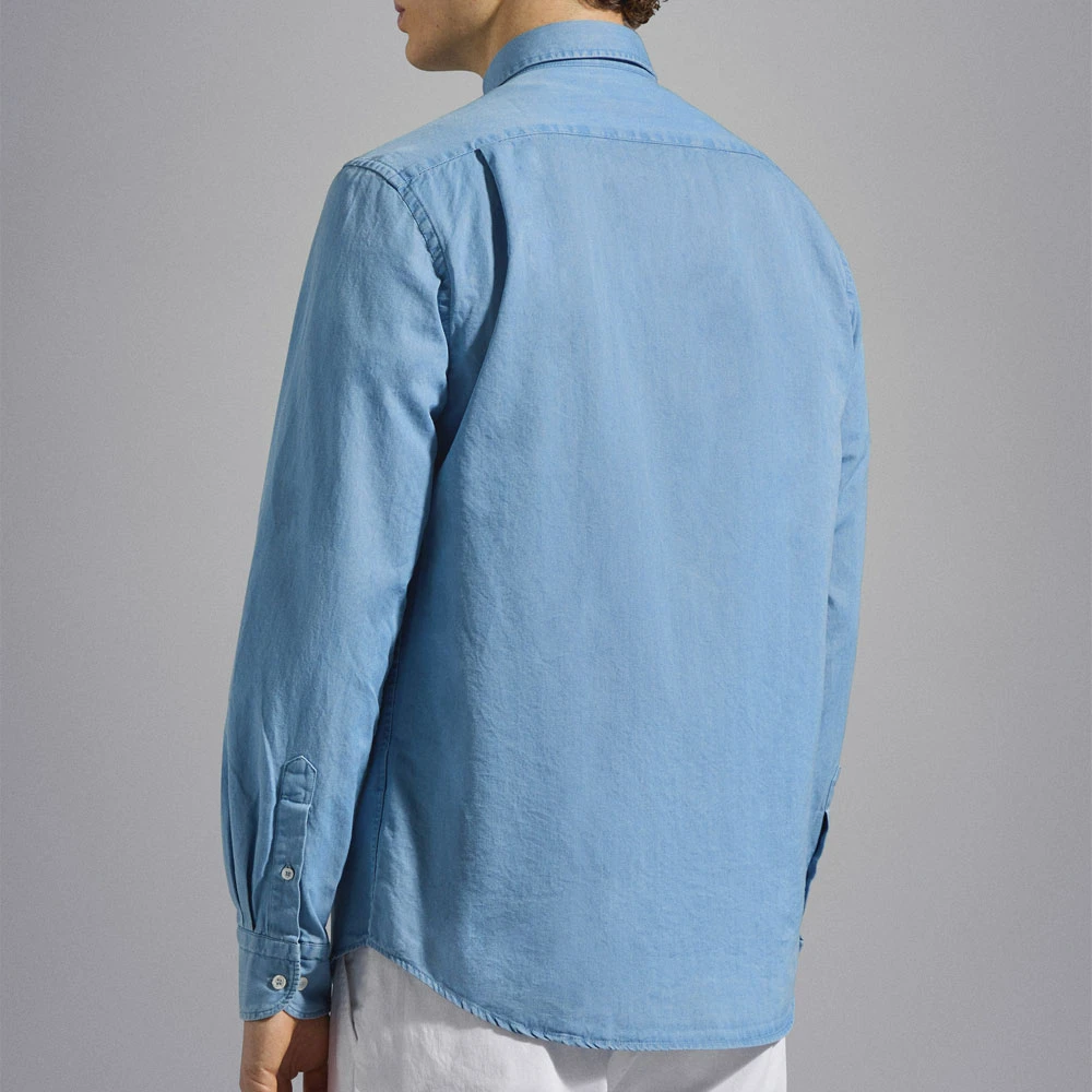 PAUL & SHARK Katoenen Denim Overhemd Slim Fit Blue Heren