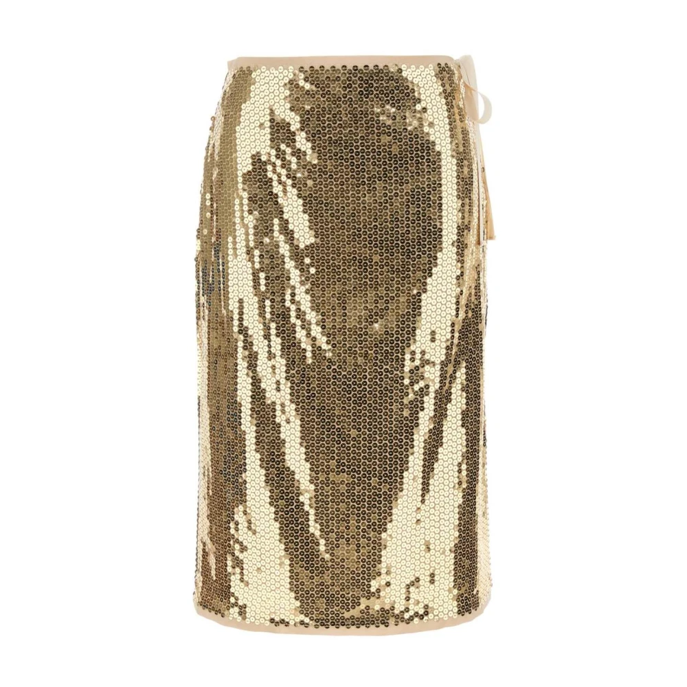 Prada Women's Yellow Sequin Midi Skirt - Midi Skirts - S - Skirts
