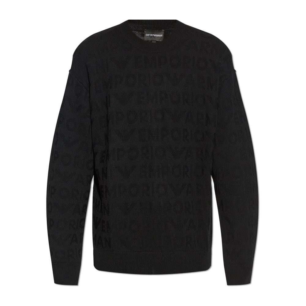 Emporio Armani Wollen trui met monogram Black Heren