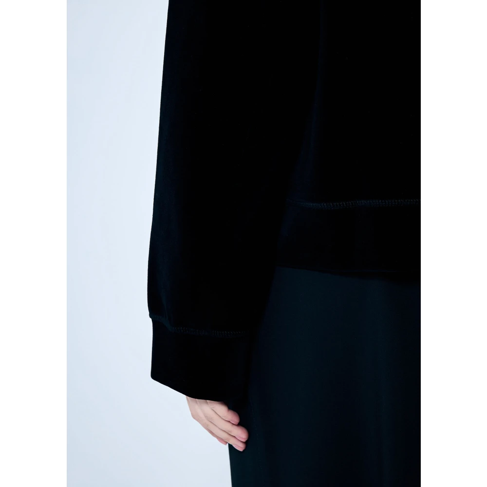 Ganni Velours Drop-Shoulder Poloshirt Black Dames