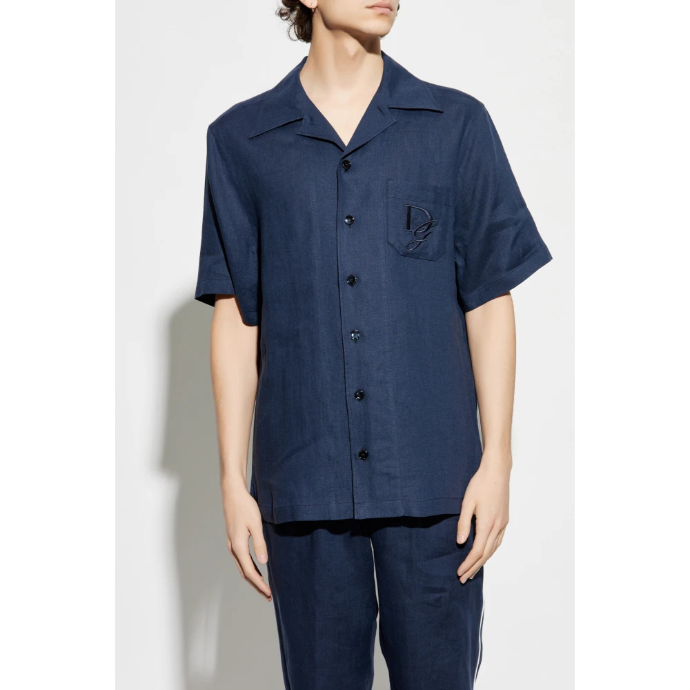 Dolce & Gabbana Linnen overhemd Blue Heren