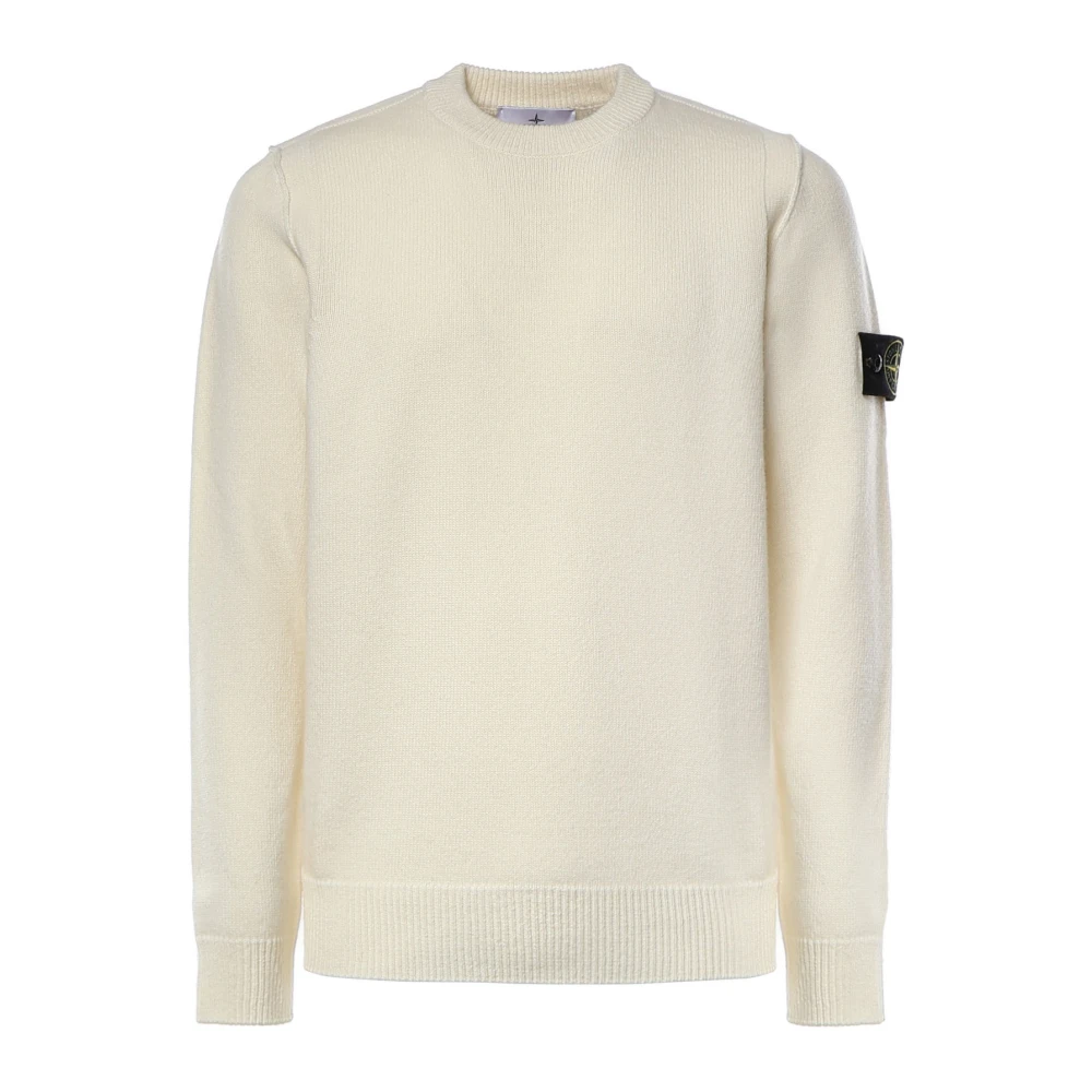 Stone Island Wool Crewneck Jumper - Male - Round-Neck Knitwear - White - M - Knitwear - Image 3