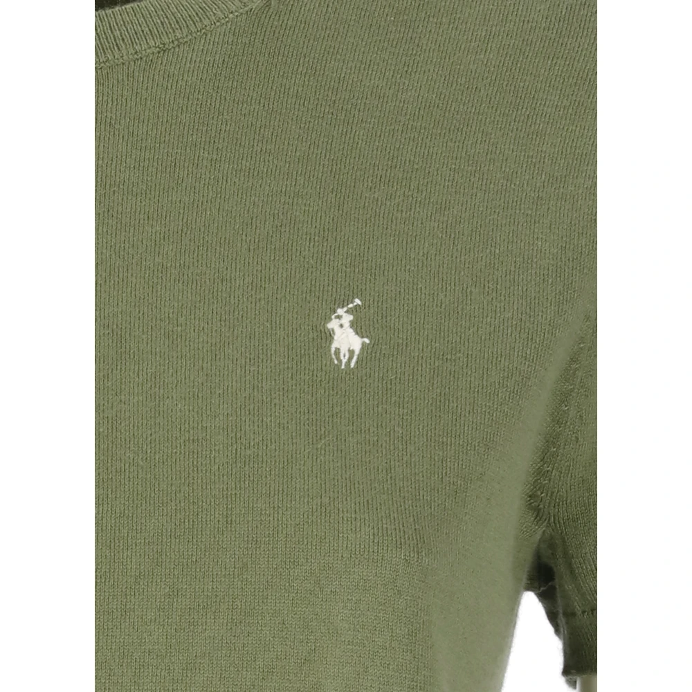 Ralph Lauren Groene Gebreide T-shirt met Iconisch Pony Borduursel Green Dames