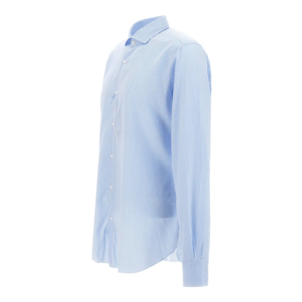 Barba Dandy Life Blauw Gestreept Katoenen Overhemd Blue Heren