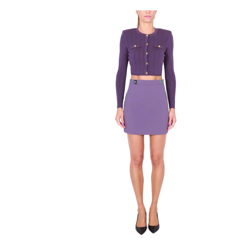 Elisabetta Franchi Korte Ribgebreide Vest Pruim Purple Dames
