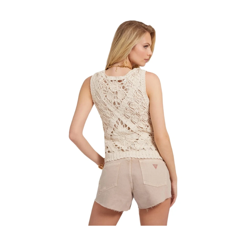 Guess Mouwloze Top Beige Dames