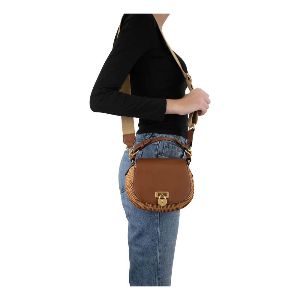 Ralph Lauren Schoudertas met magnetische knoop Brown Dames