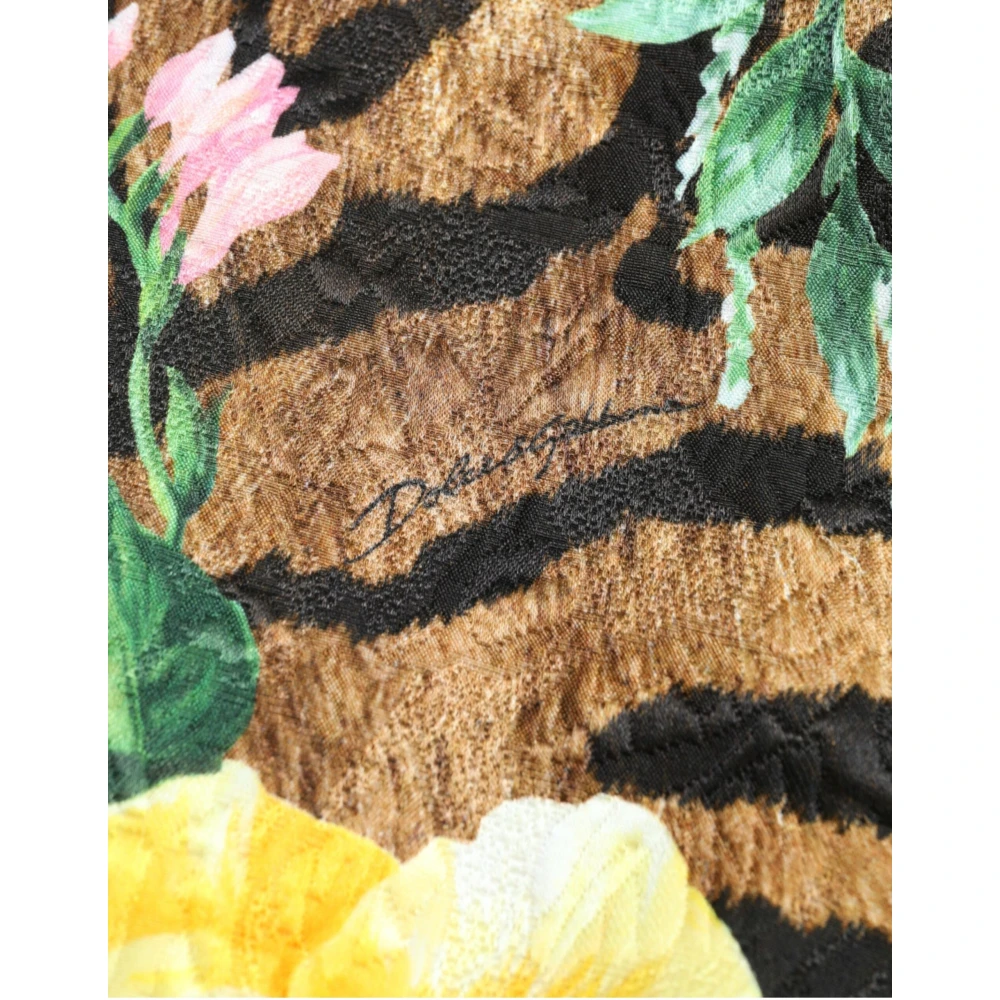 Dolce & Gabbana Multicolor Tijger Bloemen Shift Mini Jurk Multicolor Dames