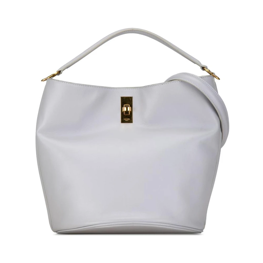 Celine Vintage Women's Light/Gray Pre-Owned Celine Triomphe Bucket Bag In