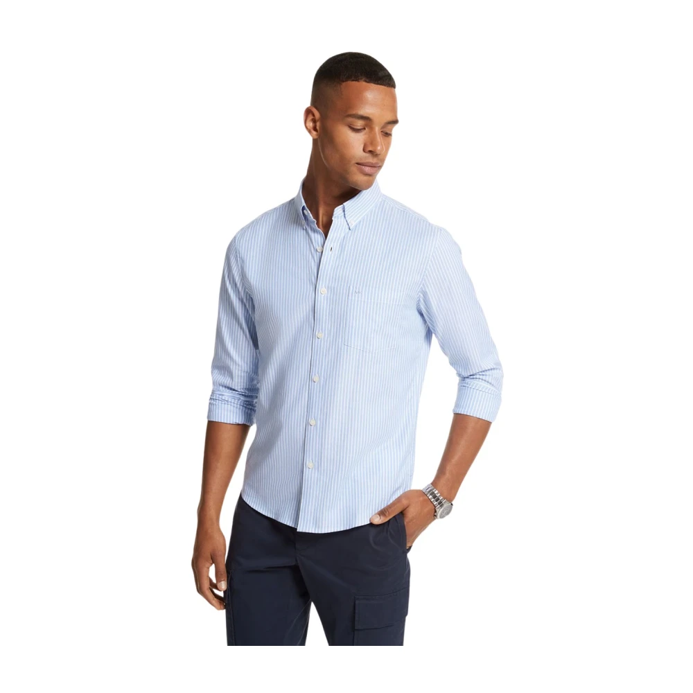 Michael Kors Langarm Oxford Shirt met Knoopsluiting Blue Heren