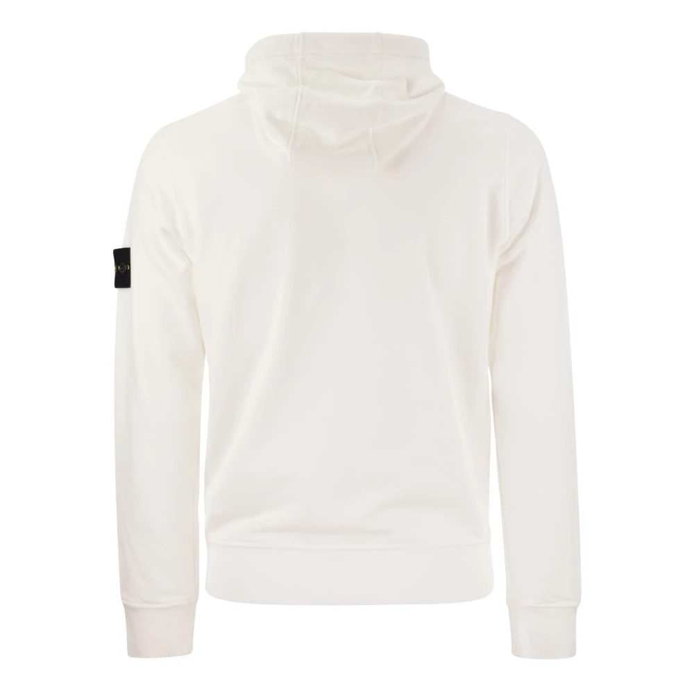 Stone Island Katoenen hoodie met relaxte pasvorm en logo appliqué White Heren