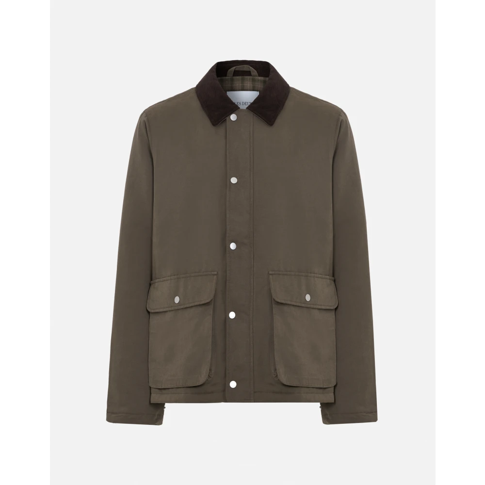 Les Deux Field Jacket met Ribfluwelen Kraag Green Heren