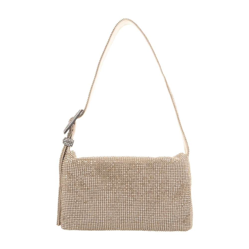 Benedetta Bruzziches Kristal Metalen Mesh Schoudertas Beige Dames