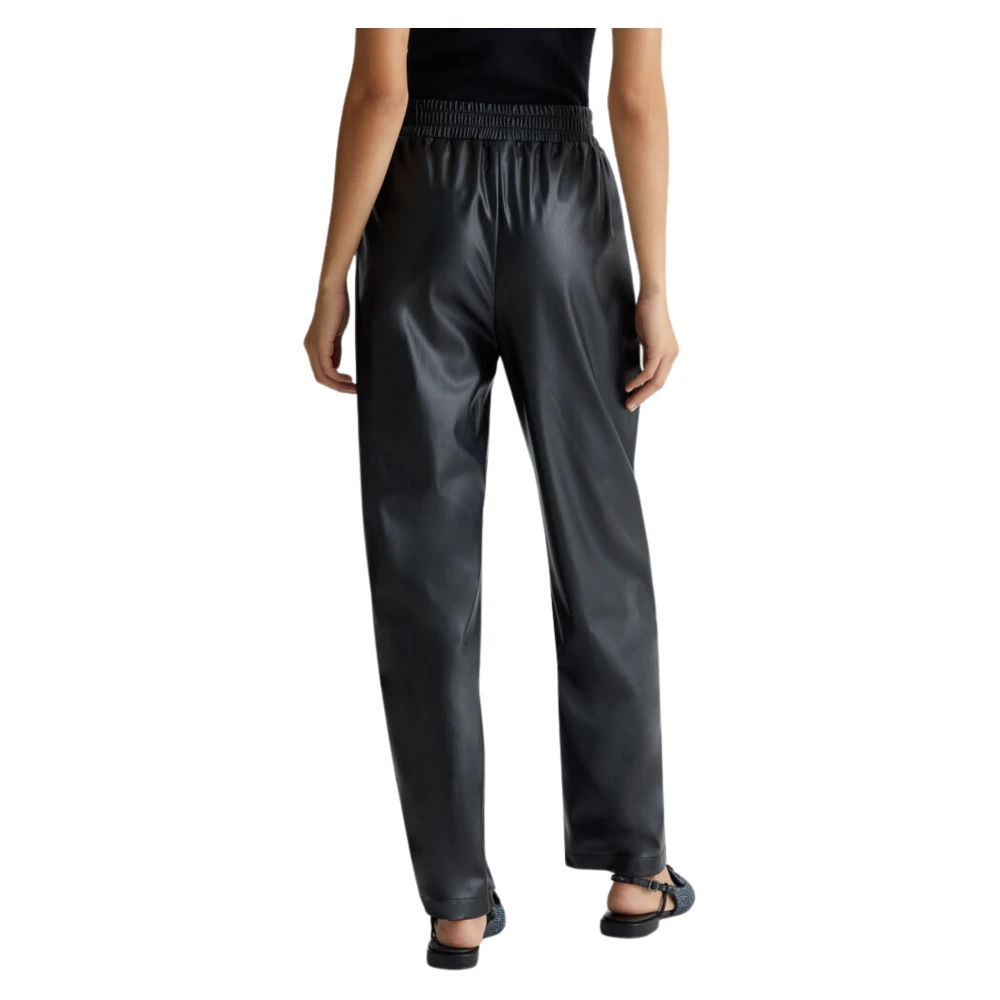 Liu Jo Zwarte Eco-Leren Palazzo Broek Black Dames