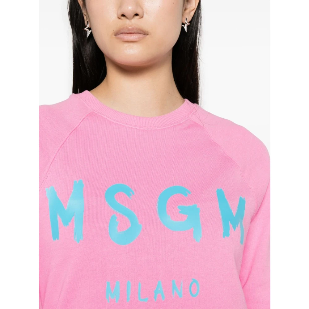 Msgm Roze Sweaters met Franse Terry Voering Pink Dames