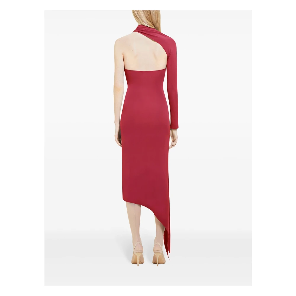 Courrèges Een schouder Crepe Jurk met Asymmetrische Zoom Red Dames