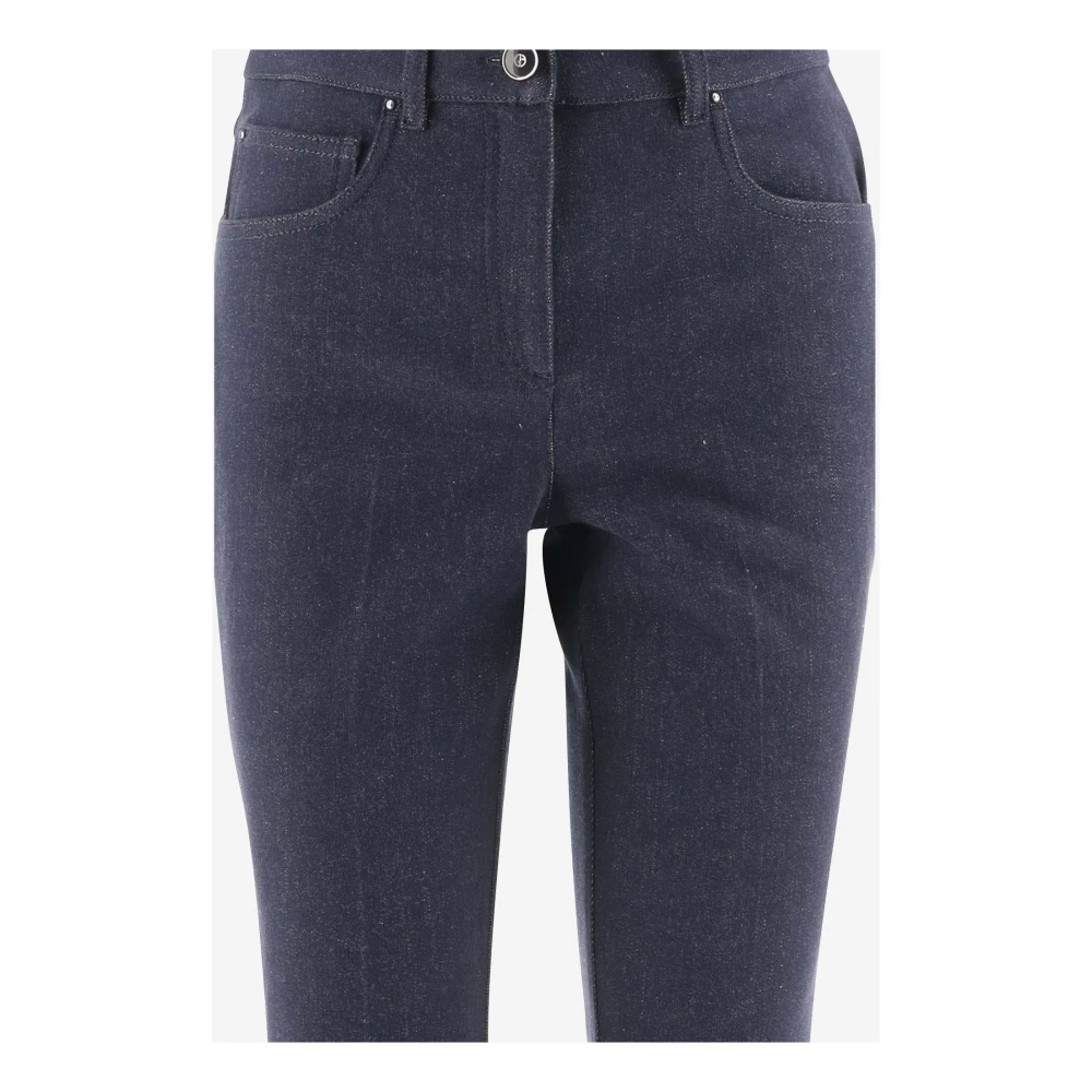 Giorgio Armani Flared denim jeans met logodetail Blue Dames