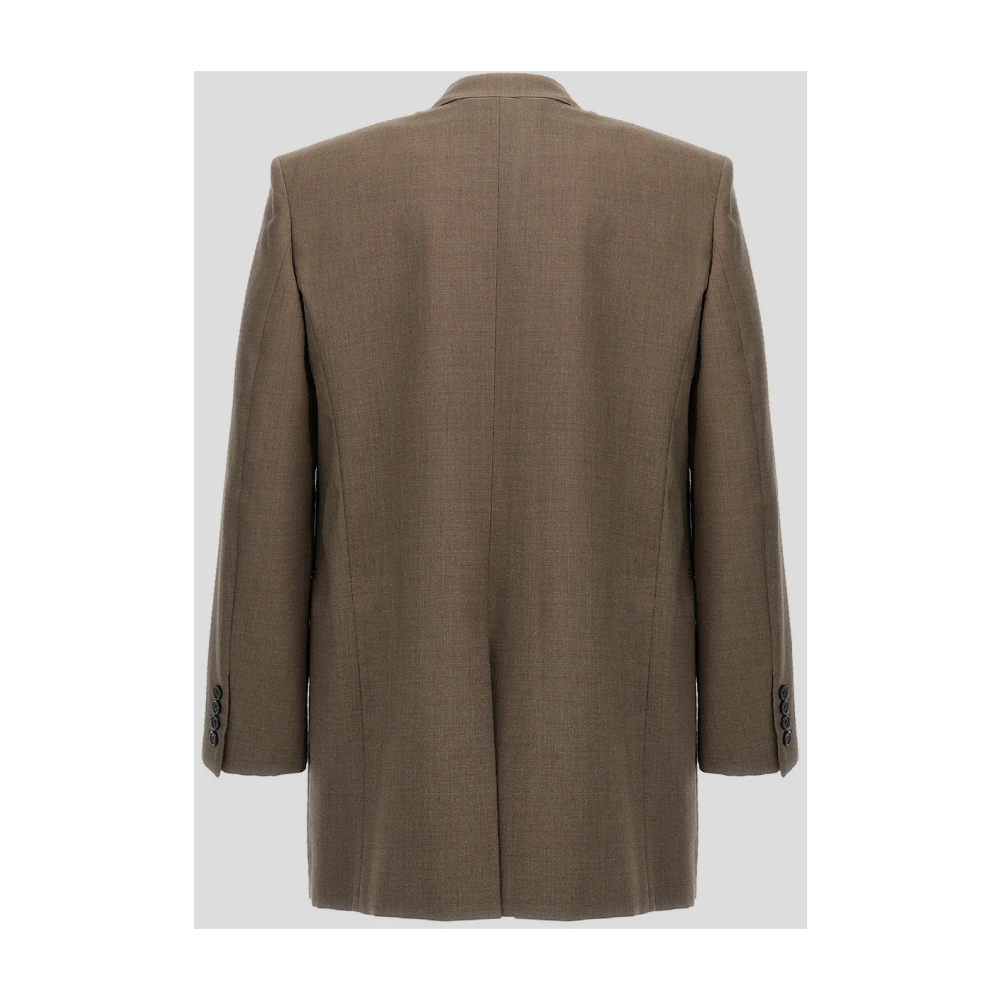 Saint Laurent Wollen Double Breasted Jas Brown Heren