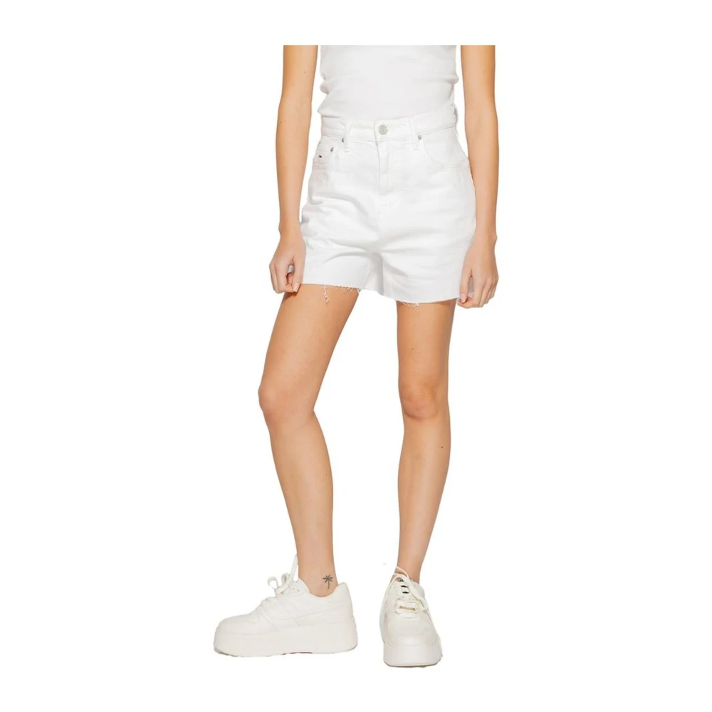 Tommy Jeans Geregenereerde Katoenmix Shorts met Elastaan White Dames