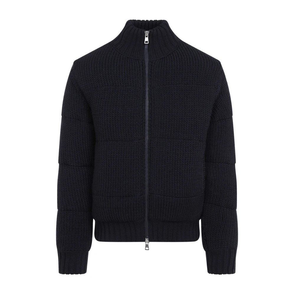 Moncler Blauwe Tricot Cardigan Blue Heren